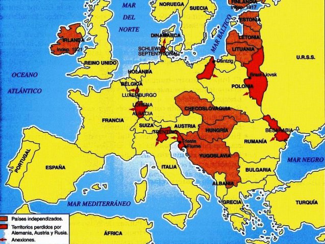 Europa, 1918 Tras el Tratado de Versalles